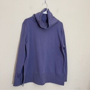 Joe Fresh Turtleneck Fleece Lined Long Sleeve Sweater L Blue/Purple Side Slits